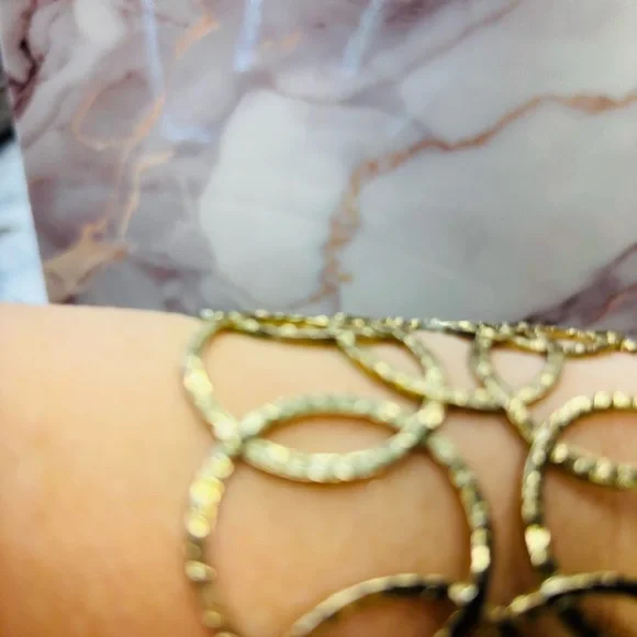 Gas Bijoux Hammered Gold Plated Olympie Circles Rings Cuff